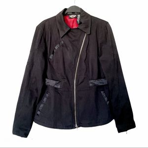 Harley Davidson Zip Up Motorcycle Biker Jacket Black/Red Lining Size Large